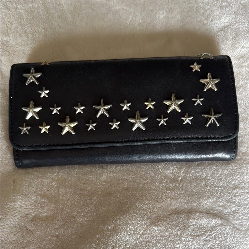 Jimmy Choo Black and Silver Star-Studded Wallet